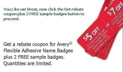 free sample avery adhesive name badges rebate form limited