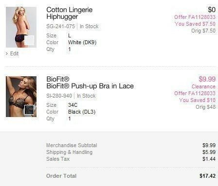 Victoria's Secret: BioFit Push Up Bra in Lace + Cotton Panty