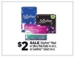 stayfree pads maxi dollar thin ct ultra general