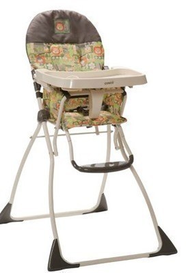Cosco Slim Fold High Chair - Brown, Orange and Neutral/Fruity Jungle .