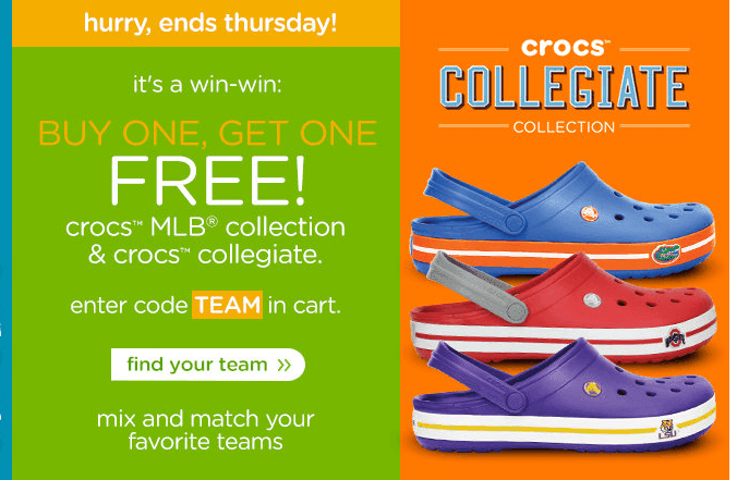 Crocs: Buy 1 Get 1 FREE MLB Collection 
