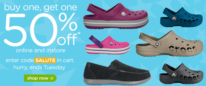 Crocs buy one get one half off top