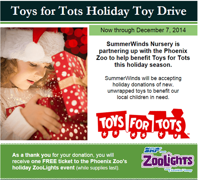 Toys For Holiday Toy Drive Free Zoolights Ticket With Donation Toys For Holiday Toy Drive Free Zoolights Ticket With Donation At Summerwinds Nursery