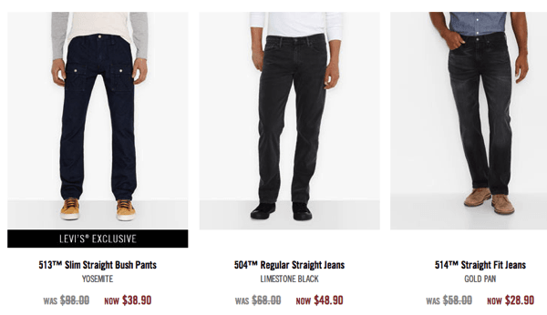 levi pants styles