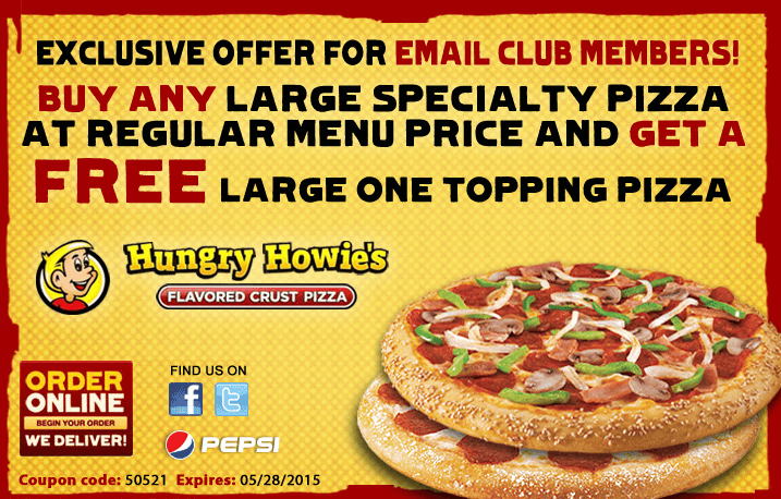 Hungry Howie’s: FREE Large 1-Topping Pizza with Purchase of ANY Large 1 ...