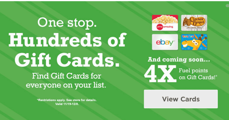 Fry’s Earn 4X Fuel Points on Hundreds of Gift Cards (11