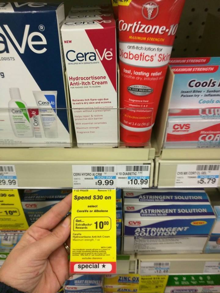 CVS CeraVe Hydrocortisone AntiItch Cream 3.67 (Reg. 10)
