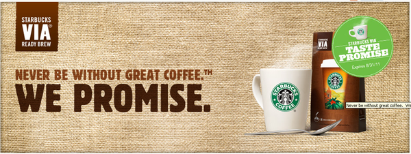 Starbucks Via Taste Promise…FREE 12 oz. Morning Blend?!
