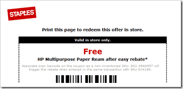 Staples: FREE HP Multi-Purpose Paper (LAST DAY!)