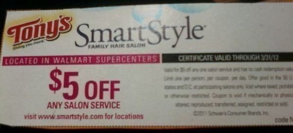Wal Mart: $5 off SmartStyle Salon Service & Artic Zone Wal Mart: $5 off SmartStyle Salon Service & Artic Zone