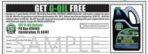 Wal Mart: FREE G-Oil after Rebate ($26 Value!) + Rebate Round-Up!