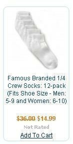 12 pk Name Brand Womens, Mens, & Children’s Crew Socks $14.99 Shipped!