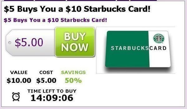 (SOLD OUT) *HOT* $10.00 Starbucks Gift Card just $5