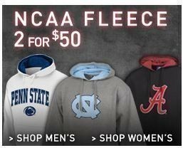 Finish Line: 2 NCAA Fleece Sweatshirts for $30 + FREE Shipping!