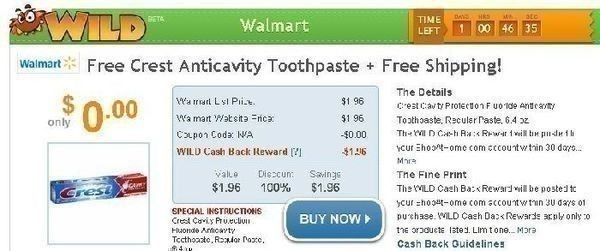FREE Crest Anticavity Toothpaste + FREE Shipping (Shop at Home WILD Offer)