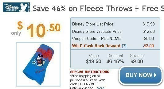 The Disney Store: Personalized Disney Fleece Throw just $7.37 + FREE Ship!