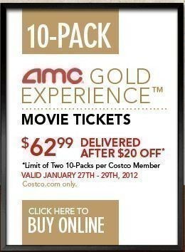AMC Gold Movie Tickets: 10 pk as low as $62.99 Shipped!