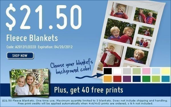 Custom Photo Fleece Blanket + 40 FREE Prints just $21.50
