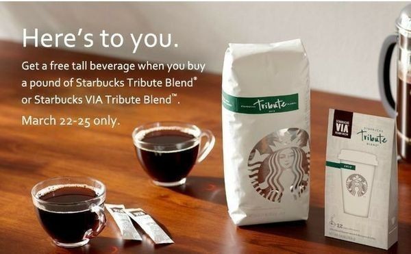 Starbucks: FREE Tall Beverage wyb Tribute Blend or Via Tribute Blend (Through 03/25)
