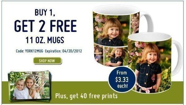 York Photo: Buy 1 Mug Get 2 FREE + 40 FREE Prints