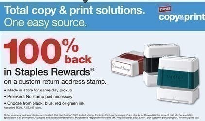 Staples 5/13-5/19:  FREE Custom Return Address Stamp (After Rewards)