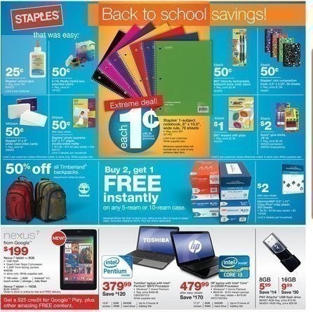 Staples Back to School Deals 8/19 to 8/25
