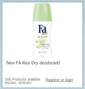 Toluna: Possibly FREE FA Rice Dry Deodorant Testing