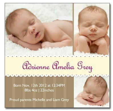 30 Custom Photo Birth Announcements for $4 Shipped!