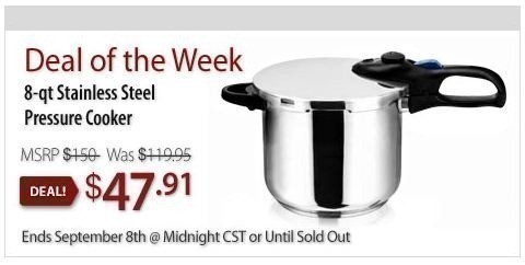 8 Quart Stainless Steel Pressure Cooker $47 (reg. $119) + FREE Ship on $49