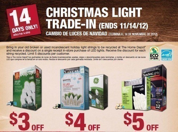Home Depot: Christmas Light Trade-in (11/1 to 11/14) :: Earn $3, $4 and $5 off LED Lights