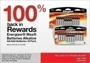 Office Depot: FREE 16 pk. Energizer Batteries through 12/29 (2 Per Day)