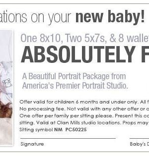 Olan Mills: FREE NEW Baby Portrait Package (Up to 6 months in Age)