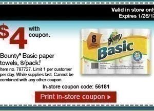 Last Day for Staples Coupons ~ Bounty Basic 8 pk Paper Towels $4 + More
