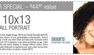 Sears: FREE 10×13 Custom Wall Portrait ($44.97 Value) thru 4/30