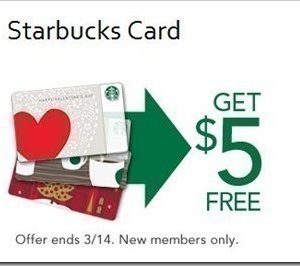 Starbucks: FREE $5 Gift Card for NEW My Starbucks Reward Members thru 3/14