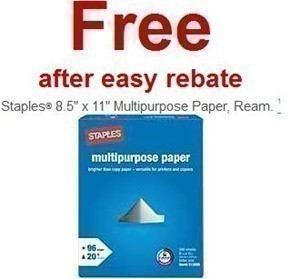 *Last Day* Staples: FREE Ream of 8.5×11 Multipurpose Paper (after Rebate)