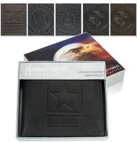 US Armed Forces Leather Bi-Fold Wallet $12.99 + FREE Shipping