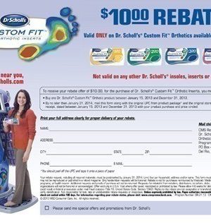 New $10 Rebate Valid on Dr. Scholls Custom Fit Orthotics (thru 12/31)