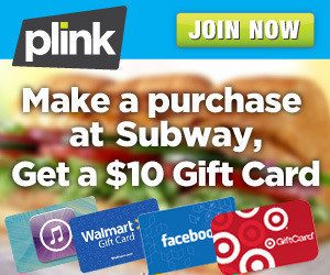 Plink: Earn a $10 Gift Card with ANY Purchase at Subway (thru 6/23)