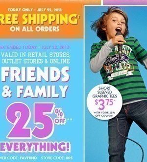 The Children’s Place: FREE Shipping + 25% off (Today Only 7/22)