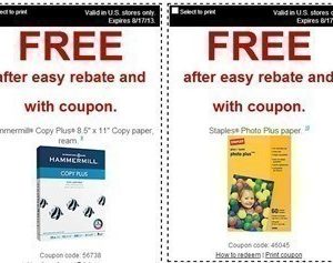 Staples: FREE Copy Plus Paper, Photo Paper and Pastel Paper through 8/17 (after Coupon, Rebate)