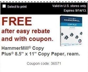 Staples: FREE Hammermil Copy Plus Paper (through 9/14)