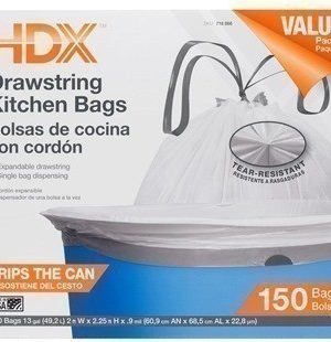 Home Depot: 150 ct Drawstring Kitchen Trash Bags just $8.97 (~ $.05/bag)