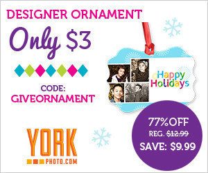 York Photo: Custom Ornament just $6.99 Shipped