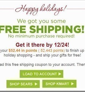 Shop your Way Rewards: FREE Shipping Offer (No Minimum)–Check your Email