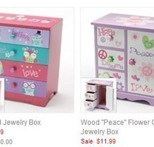 Adorable Mustache, Owl or Peace Wood Jewelry Boxes just $9.99 Shipped