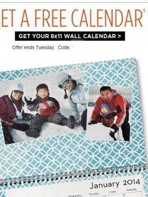 FREE 8×11 Shutterfly Wall Calendar through 1/7 (Check your Email)
