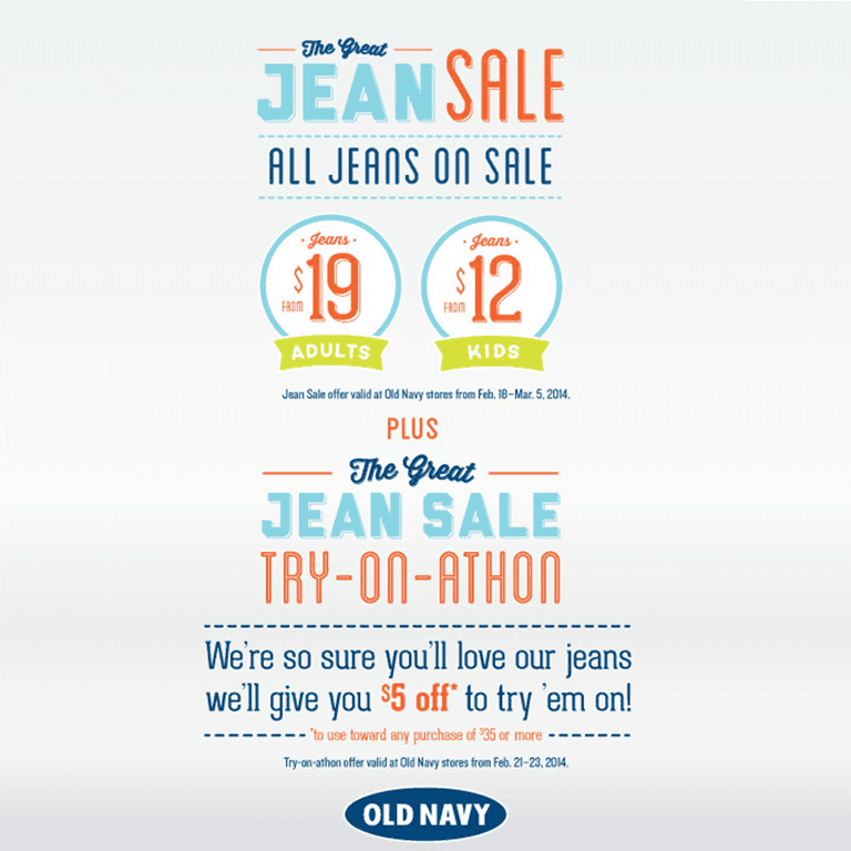 Old Navy Jean Sale As low as 12 (+ Score 5 off 35 Jean Purchase