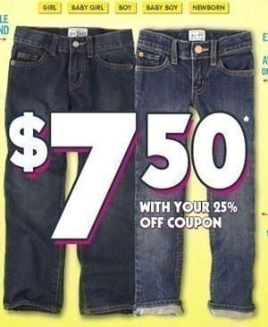 The Children’s Place: 25% off + FREE Shipping on Every Order (Denim just $7.50)