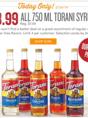 World Market: 750ml Torani Syrup $3.99